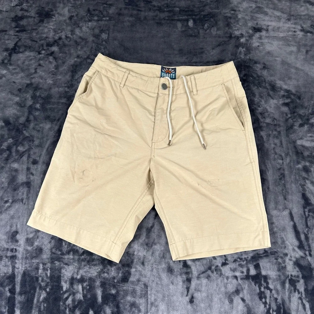 Faherty All Day Shorts Mens 31 Khaki Tan Hybrid Drawstring Swim Trunks 2218